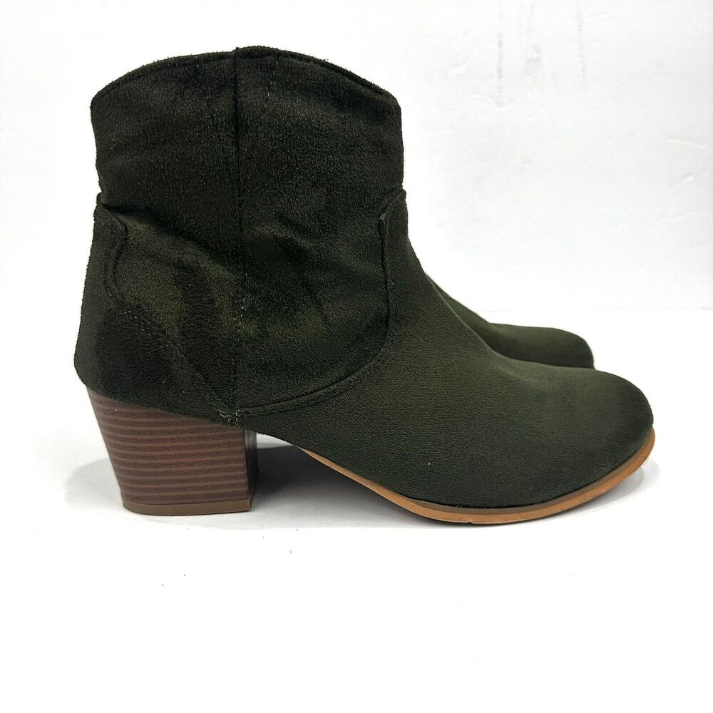 Modern Rush Womens Faux Suede Heel Ankle Booties Sz 8.5